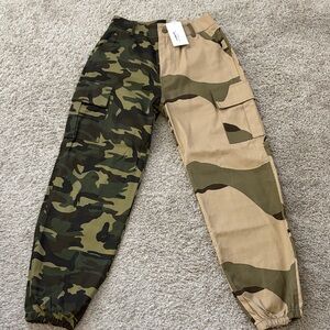 Camo Cargo Jogger Pants - Green & Tan